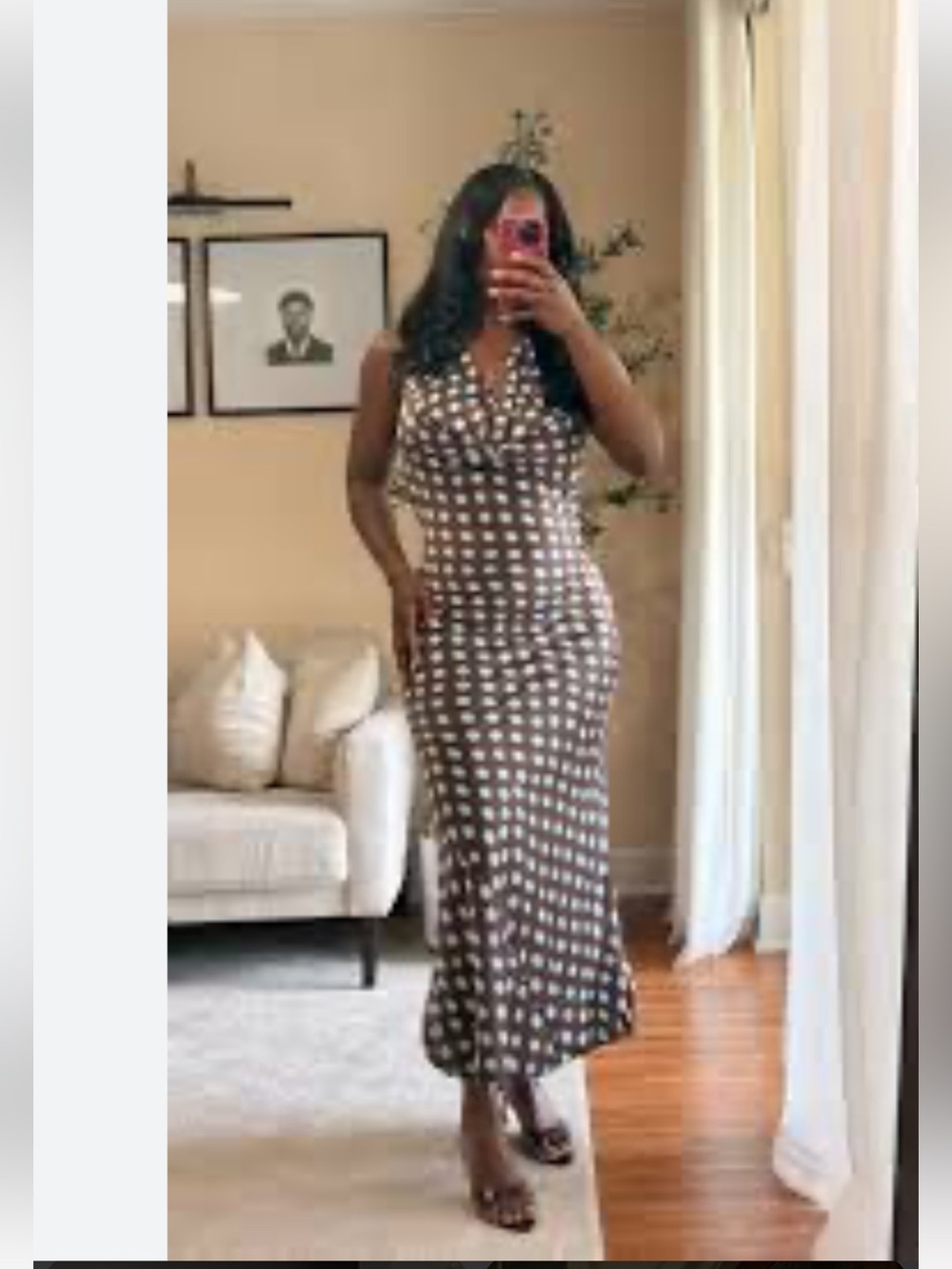 NWT See You Monday Brown Polka Dot Cowl Neck Maxi Dress, Size Medium